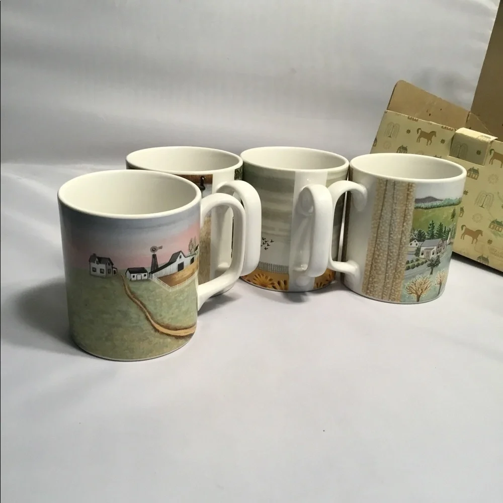 4 VINTAGE LOWELL HERRERO COUNTRY FARM MUG‎ 1982 VANDOR